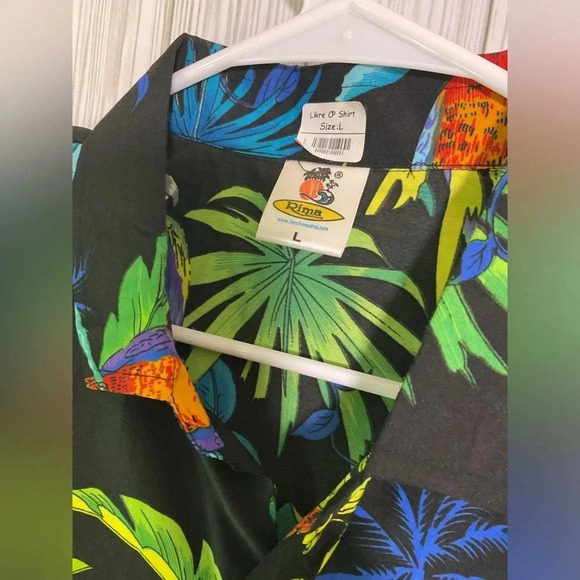 Rima Signature No‑Iron Wrinkle‑Free Beach Shirt – Men’s Size L Tropical Casual - Picture 4 of 7